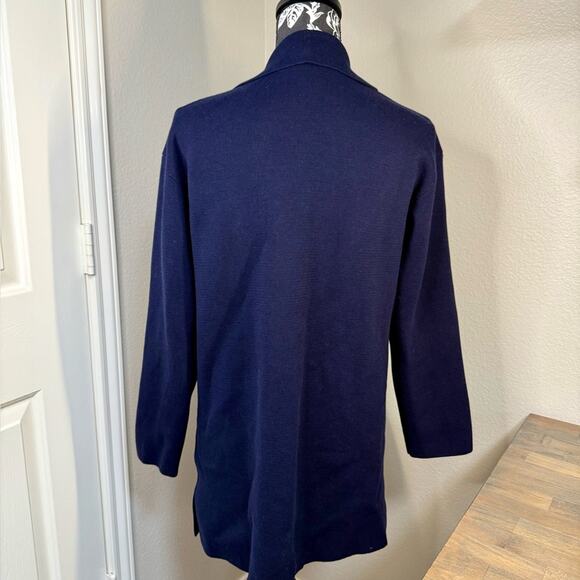EUC Talbots Navy Blue Women's Knit Long Length Casual Blazer - Picture 4 of 10